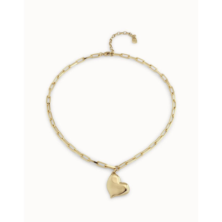 UNOde50 Sterling Silver/Gold - Plated Short Necklace With Medium Sized Link Chain And Medium Sized Heart - MococoUNOde50COL1669MTL000 - SNecklace