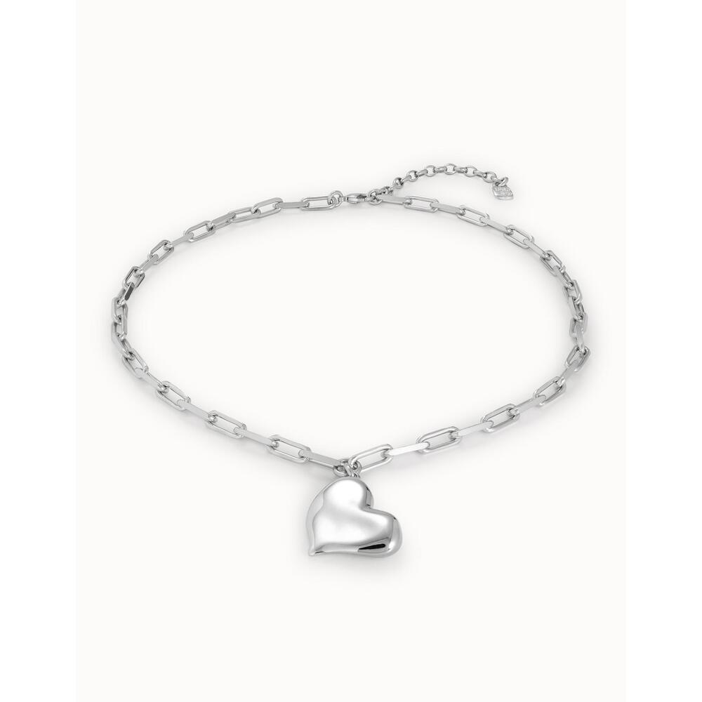 UNOde50 Sterling Silver/Gold - Plated Short Necklace With Medium Sized Link Chain And Medium Sized Heart - MococoUNOde50COL1669MTL000 - SNecklace