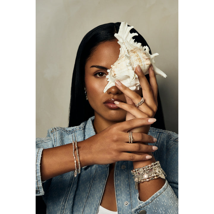 ChloBo Silver With Love Pink Pearl Bracelet