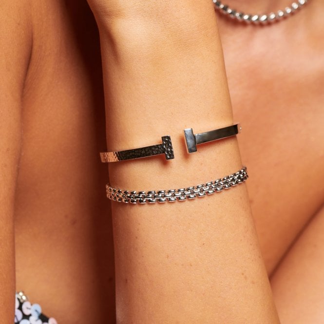Hot Diamonds Sterling Silver Woven Chain Bracelet with Real Diamond Accent