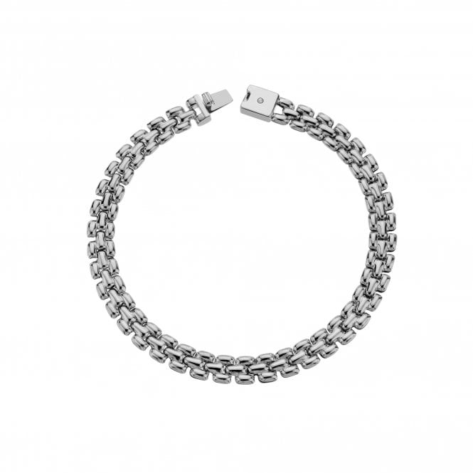 Hot Diamonds Sterling Silver Woven Chain Bracelet with Real Diamond Accent