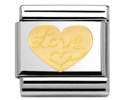 Nomination Two Tone Engraved Love Heart Charm
