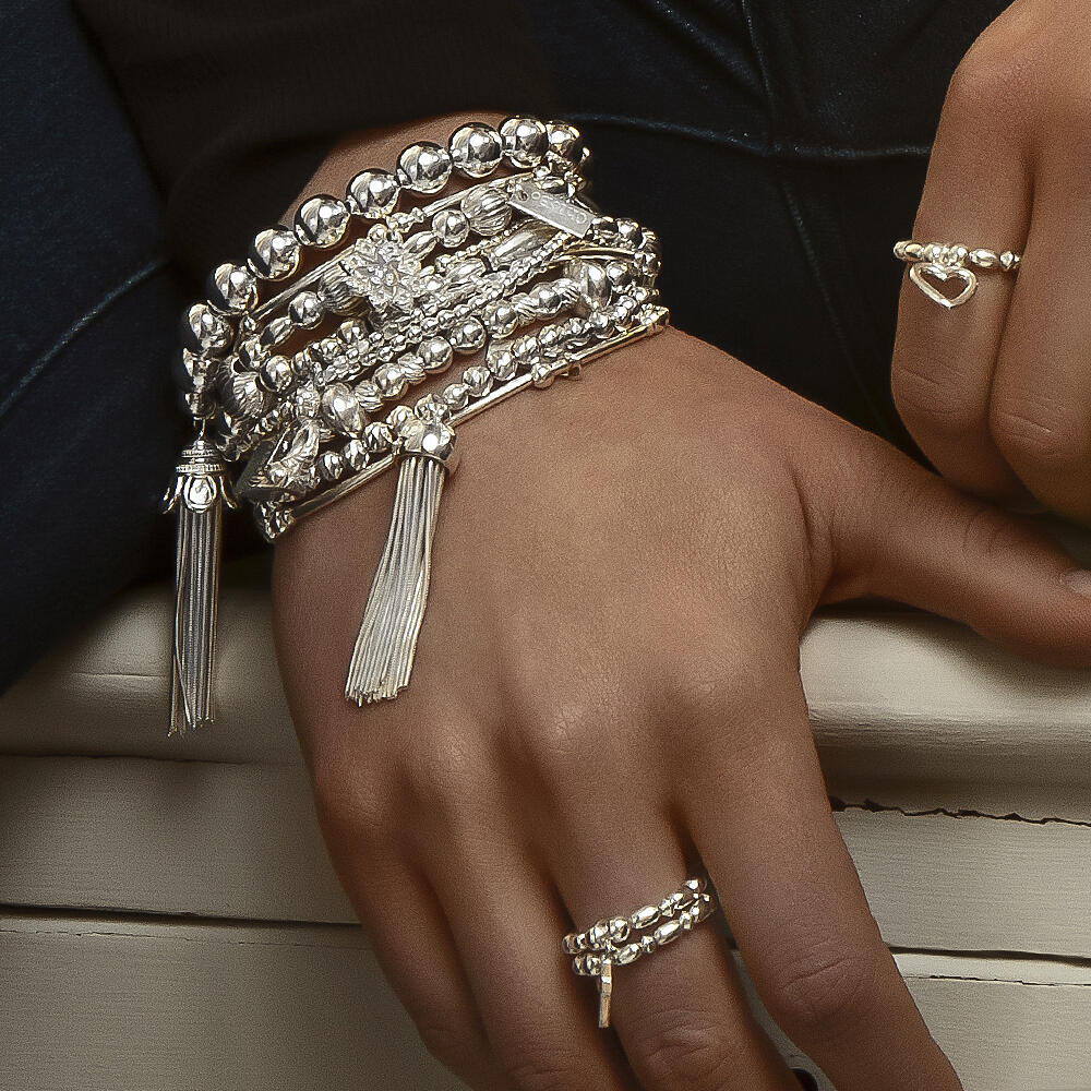 ChloBo Silver Twisted Disc Filler Bracelet