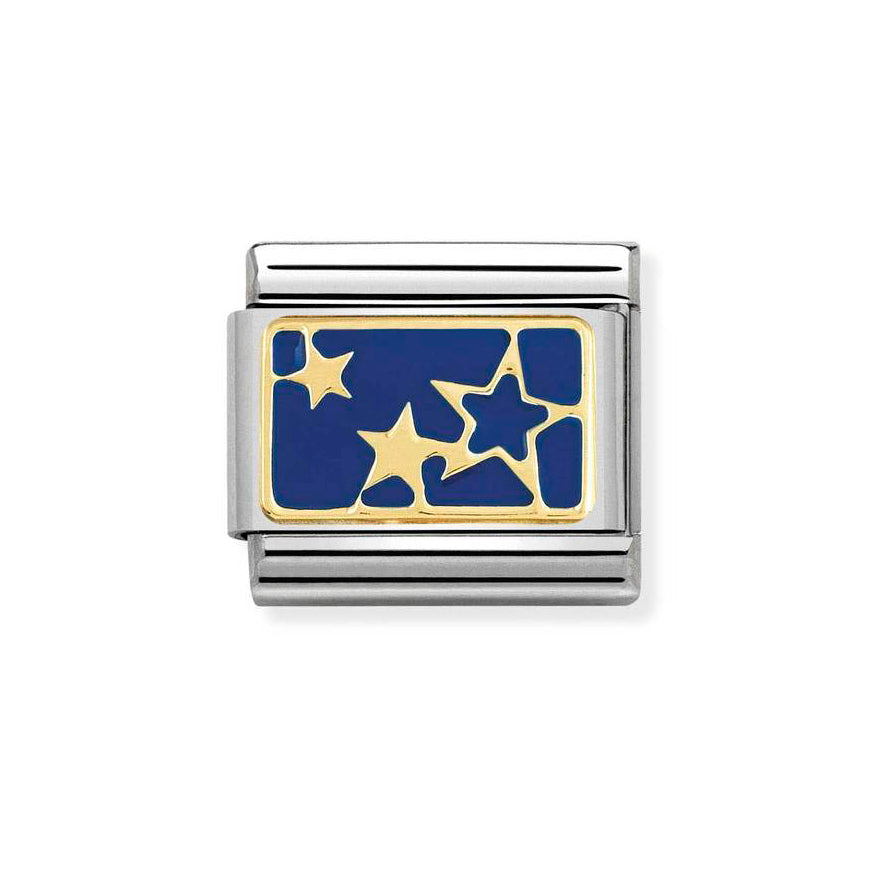Nomination Composable Gold Stars Blue Plate Charm