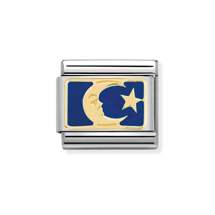 Nomination Composable Gold Moon Blue Plate Charm