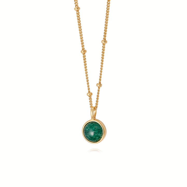 Daisy London 18ct Gold Plate Green Aventurine Healing Stone Necklace