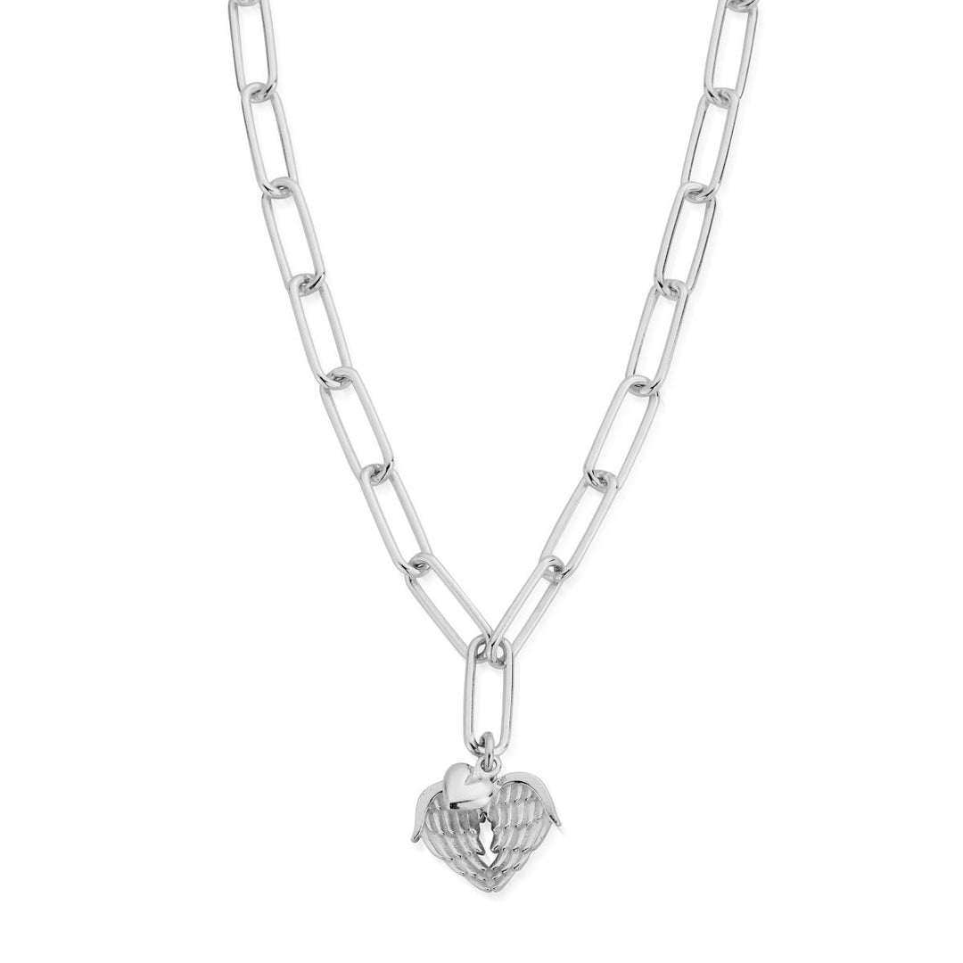 Chlobo Silver Link Chain Faith and Love Necklace