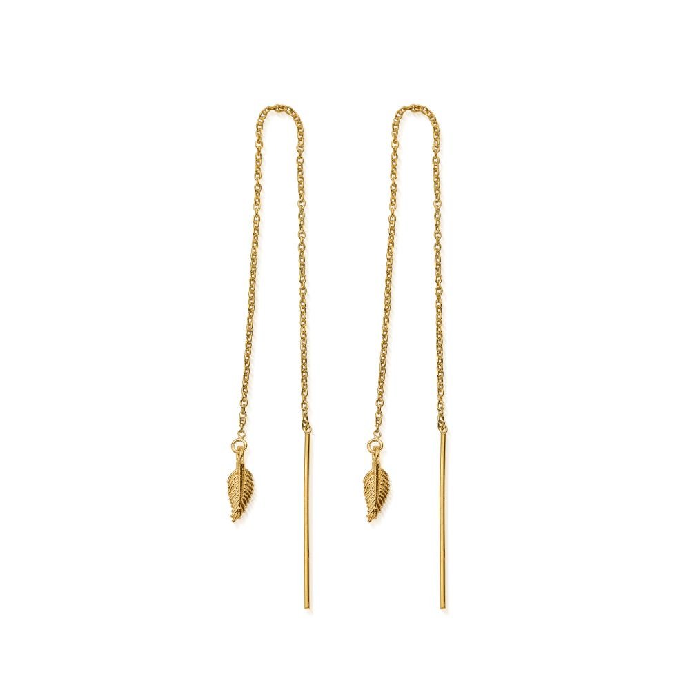 Chlobo Gold Feather Of Courage Pull Through Earrings - MococoChloBoGEDR32159506948875812Earrings