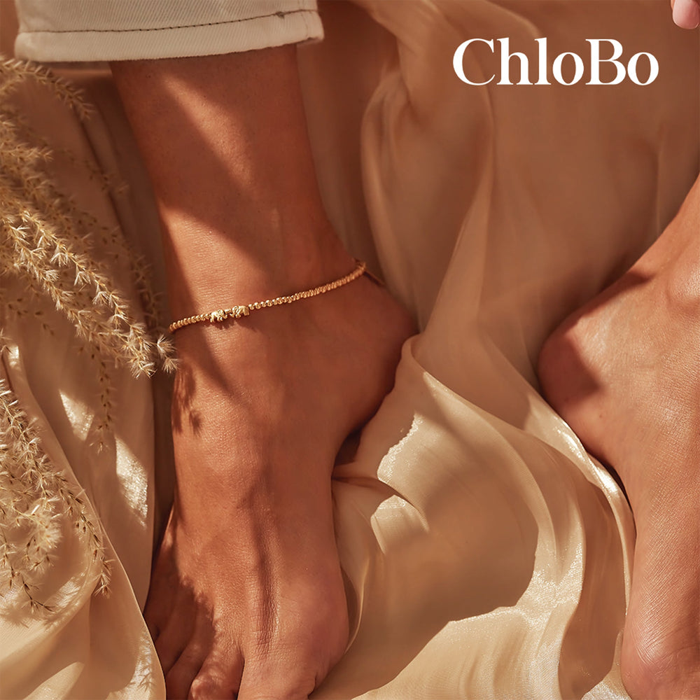 ChloBo Gold Mini Cute Lucky Elephants Anklet - MococoChloBoGANMC40399504582195228Anklets
