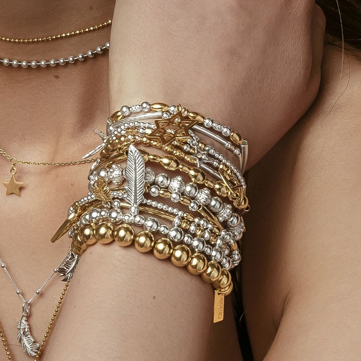 ChloBo Gold Mixed Curved Feather Bracelet - MococoChloBoGMBCFB25670754169355968Bracelets