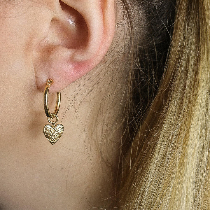 ChloBo Gold Patterned Heart Hoops - MococoChloBoGEH7580754169352141Earrings