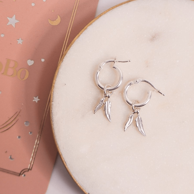 ChloBo Silver Double Feather Small Hoops - MococoChloBoSEH5840754169351830Earrings