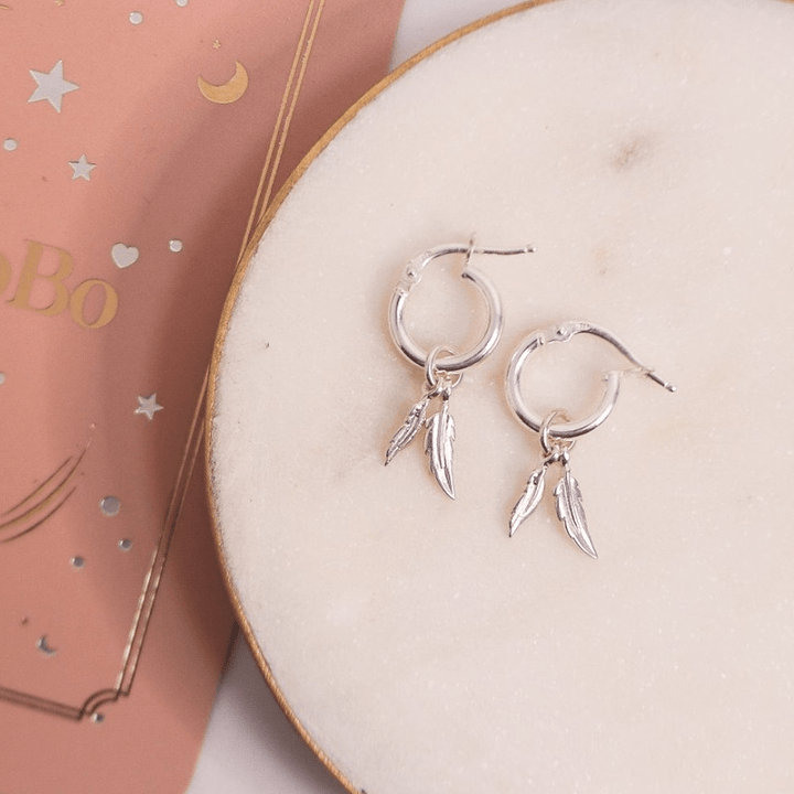 ChloBo Silver Double Feather Small Hoops - MococoChloBoSEH5840754169351830Earrings
