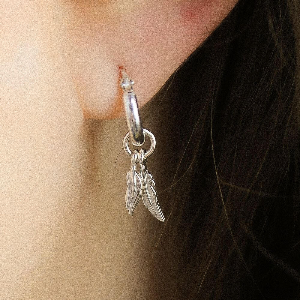 ChloBo Silver Double Feather Small Hoops - MococoChloBoSEH5840754169351830Earrings