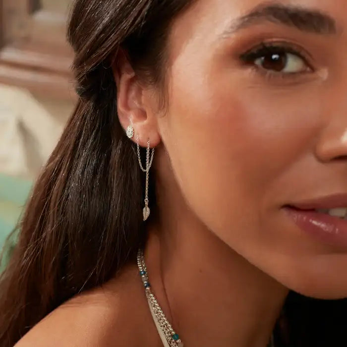 Chlobo Silver Feather Of Courage Pull Through Earrings