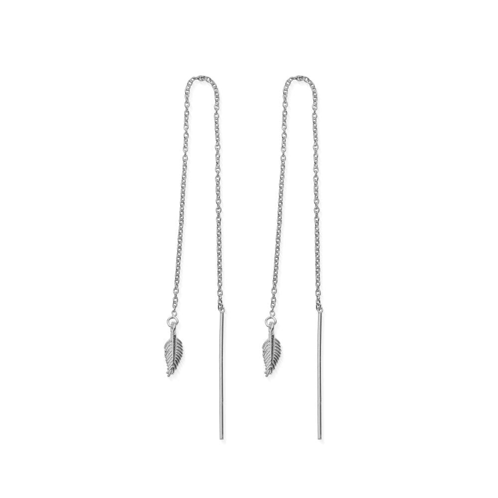 Chlobo Silver Feather Of Courage Pull Through Earrings - MococoChloBoSEDR32149501839753675Earrings