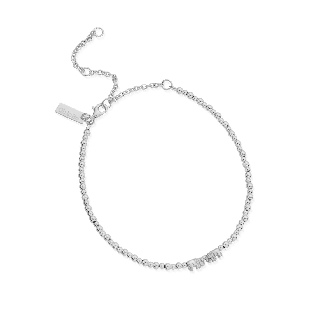 ChloBo Silver Mini Cute Lucky Elephants Anklet - MococoChloBoSANMC40389509861919564Anklets