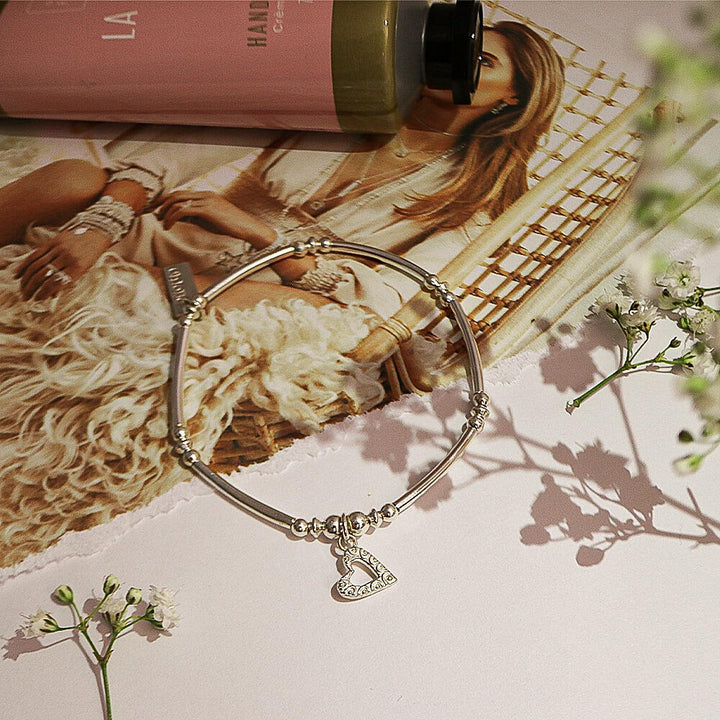 ChloBo Silver Mini Noodle Ball Patterned Heart Bracelet - MococoChloBoSBMNB3995060441658975Bracelets
