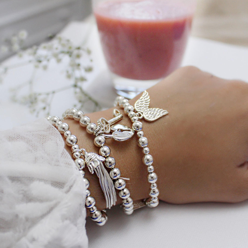 ChloBo Silver Mini Small Ball Double Angel Wing Bracelet - MococoChloBoSBMSB7025060436640459Bracelets