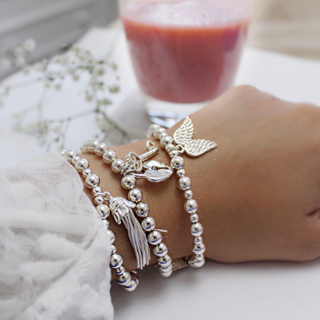 ChloBo Silver Mini Small Ball Double Angel Wing Bracelet - MococoChloBoSBMSB7025060436640459Bracelets