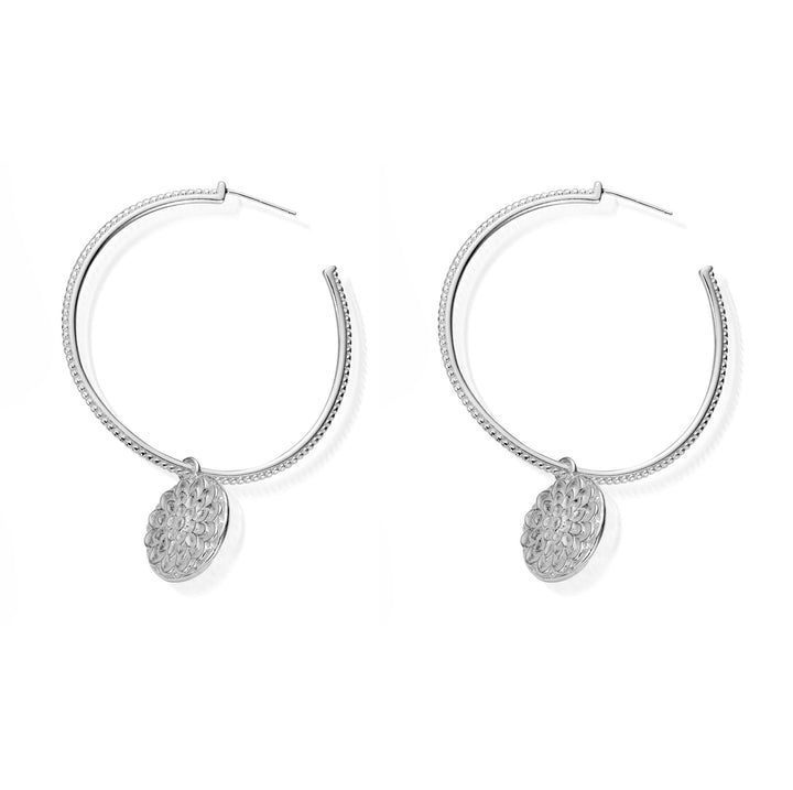 ChloBo Silver Moon Flower Hoop Earrings - MococoChloBoSEH6595060441655127Earrings