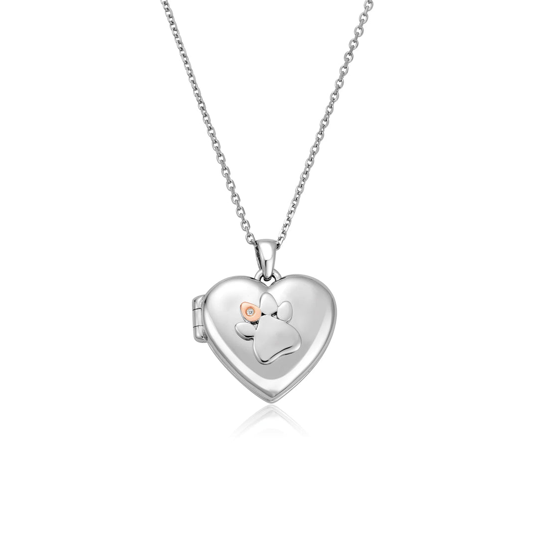Clogau Paw Print Heart Locket Necklace - MococoClogau3SPWP06175051537372301Necklaces