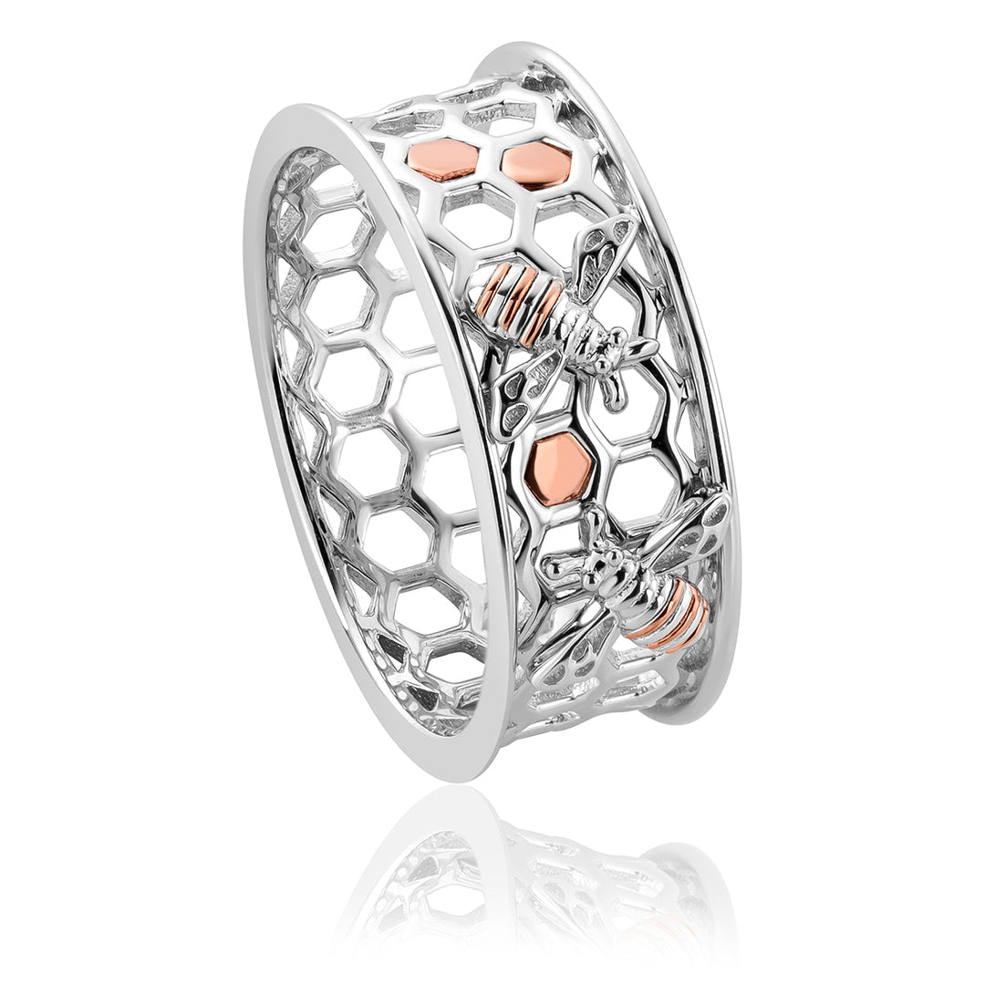 Clogau Silver Honey Bee Honeycomb Ring - MococoClogau3SHNBWR/J5051537324447Rings