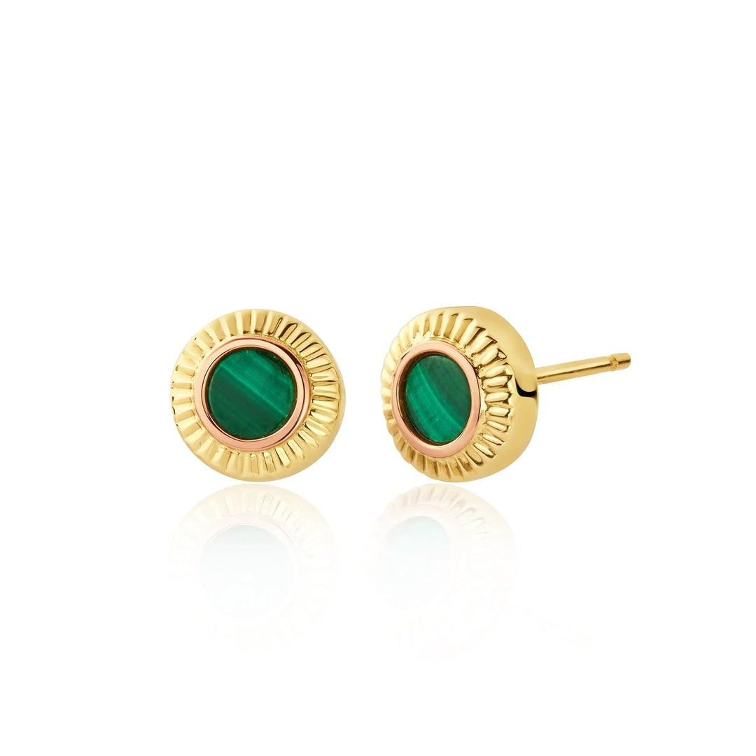 Clogau Solid Gold Reflections Of Padarn and Malachite Stud Earrings - MococoClogauGMCH03565051537380405Earrings