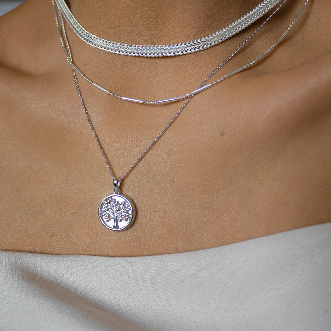 Clogau Tree of Life Mother of Pearl Silver Circle Necklace - MococoClogau3SNTLCWP5051537323297Necklaces