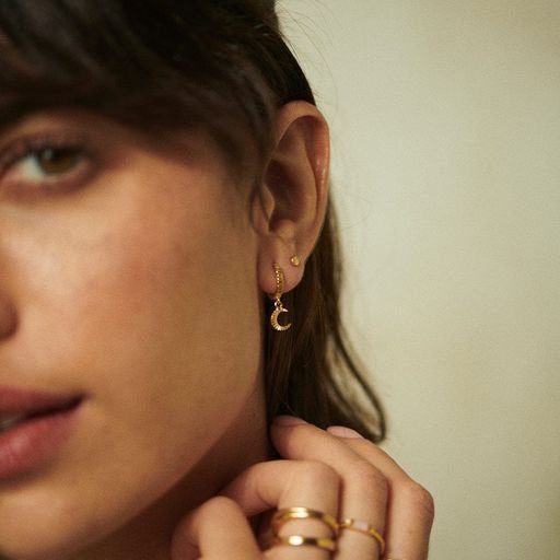 Daisy London 18ct Gold Estee Lalonde Lune Huggie Charm Earrings - MococoDaisy London2ELE22_GP5056104123539Earrings