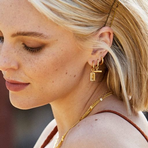 Daisy London 18ct Gold Estee Lalonde Tbar Charm Earrings - MococoDaisy LondonELE03_GP5056104123454Earrings