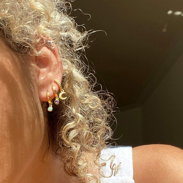 Daisy London 18ct Gold Plate Amazonite Healing Huggie Hoops - MococoDaisy LondonHE3003_GP5056104108918Earrings