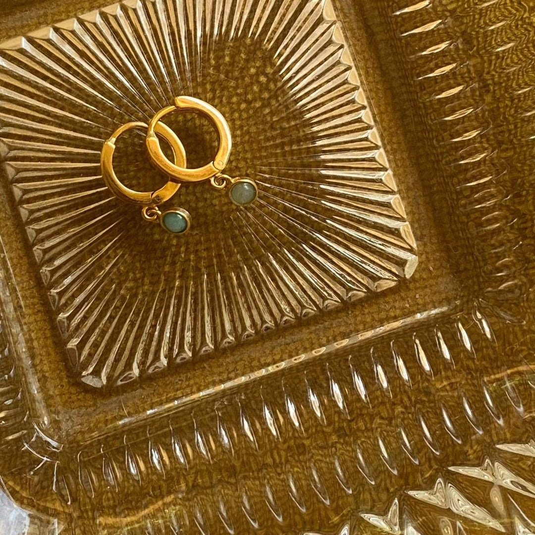 Daisy London 18ct Gold Plate Amazonite Healing Huggie Hoops - MococoDaisy LondonHE3003_GP5056104108918Earrings