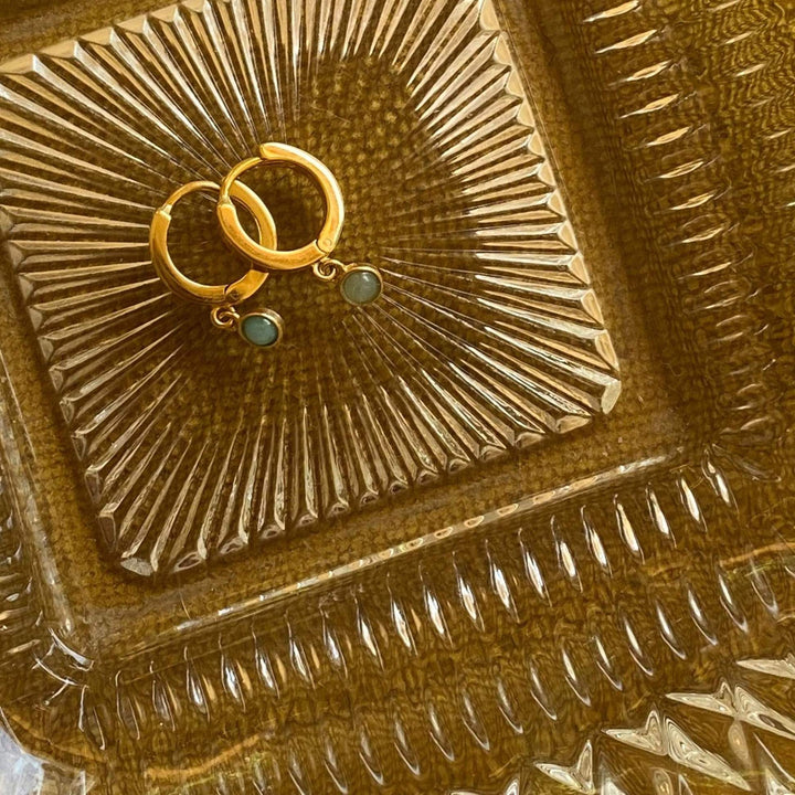 Daisy London 18ct Gold Plate Amazonite Healing Huggie Hoops - MococoDaisy LondonHE3003_GP5056104108918Earrings