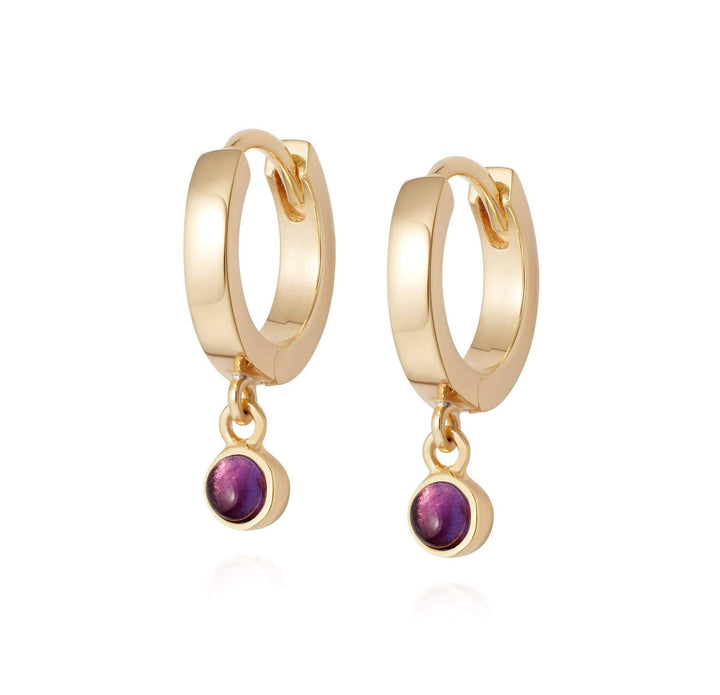 Daisy London 18ct Gold Plate Amethyst Healing Huggie Hoops - MococoDaisy LondonHE3002_GP5056104108895Earrings