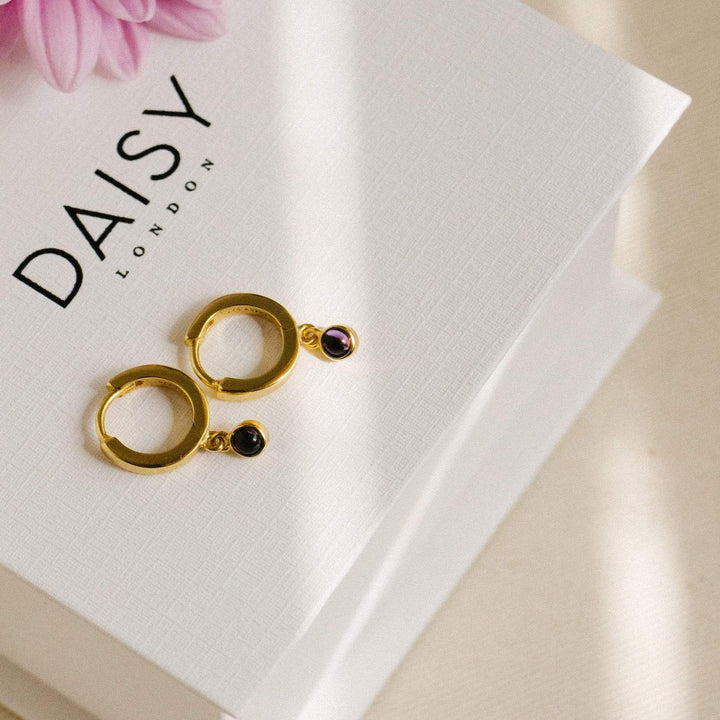 Daisy London 18ct Gold Plate Amethyst Healing Huggie Hoops - MococoDaisy LondonHE3002_GP5056104108895Earrings