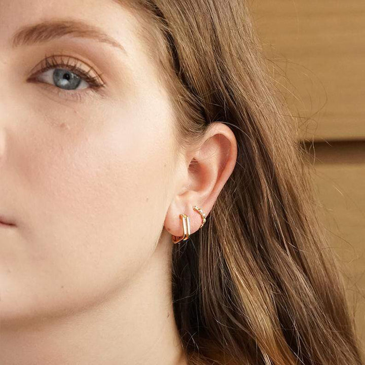 Daisy London 18ct Gold Plate Double Square Huggie Hoop Earrings - MococoDaisy LondonHUG16_GP5056104110942Earrings