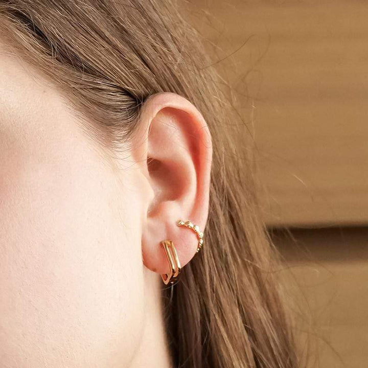 Daisy London 18ct Gold Plate Double Square Huggie Hoop Earrings - MococoDaisy LondonHUG16_GP5056104110942Earrings