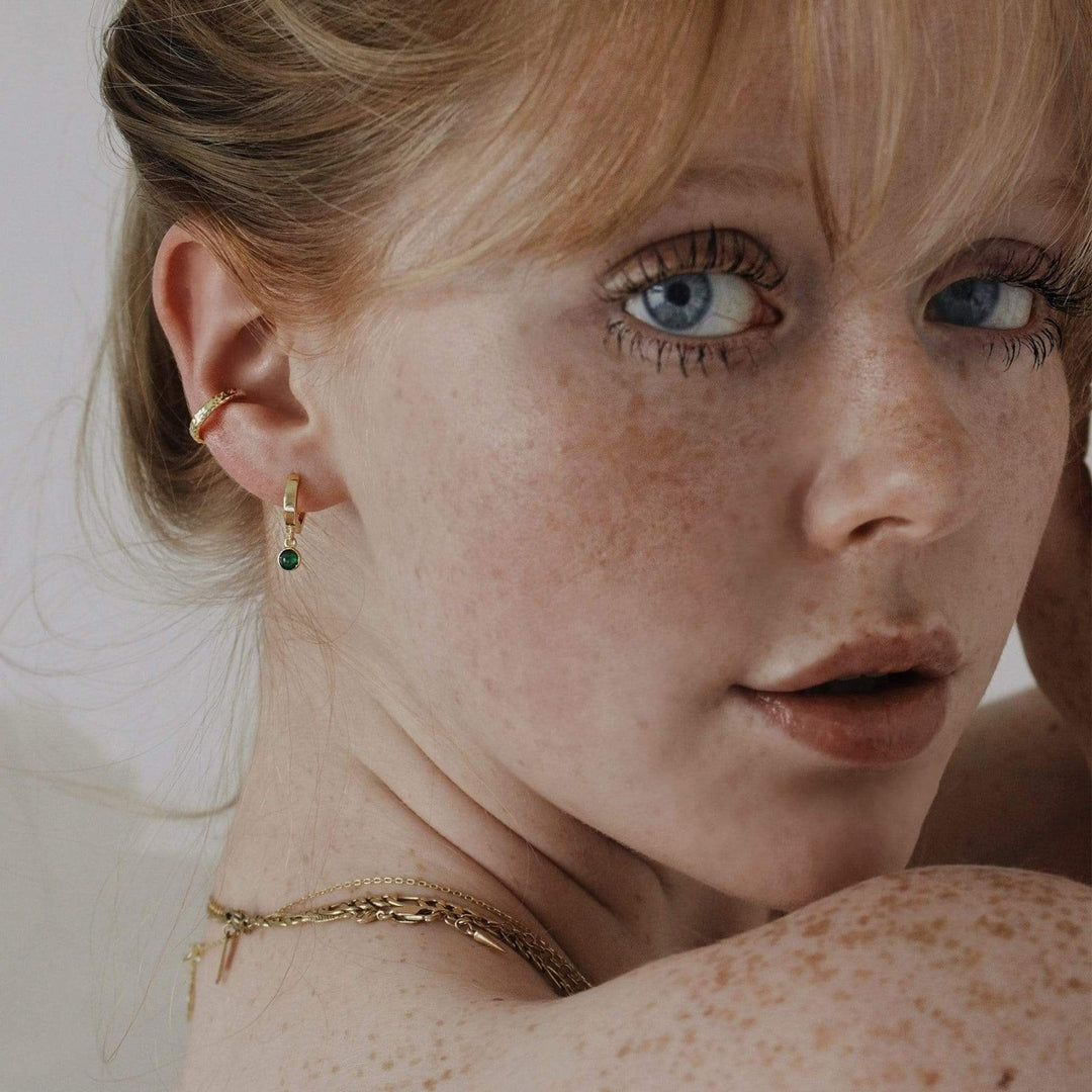 Daisy London 18ct Gold Plate Green Aventurine Healing Huggie Hoops - MococoDaisy LondonHE3001_GP5056104108871Earrings