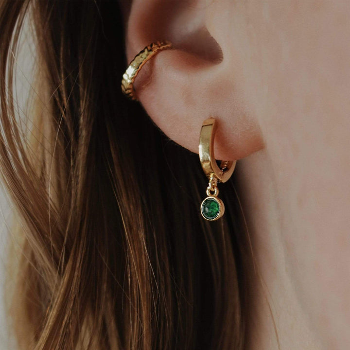 Daisy London 18ct Gold Plate Green Aventurine Healing Huggie Hoops - MococoDaisy LondonHE3001_GP5056104108871Earrings