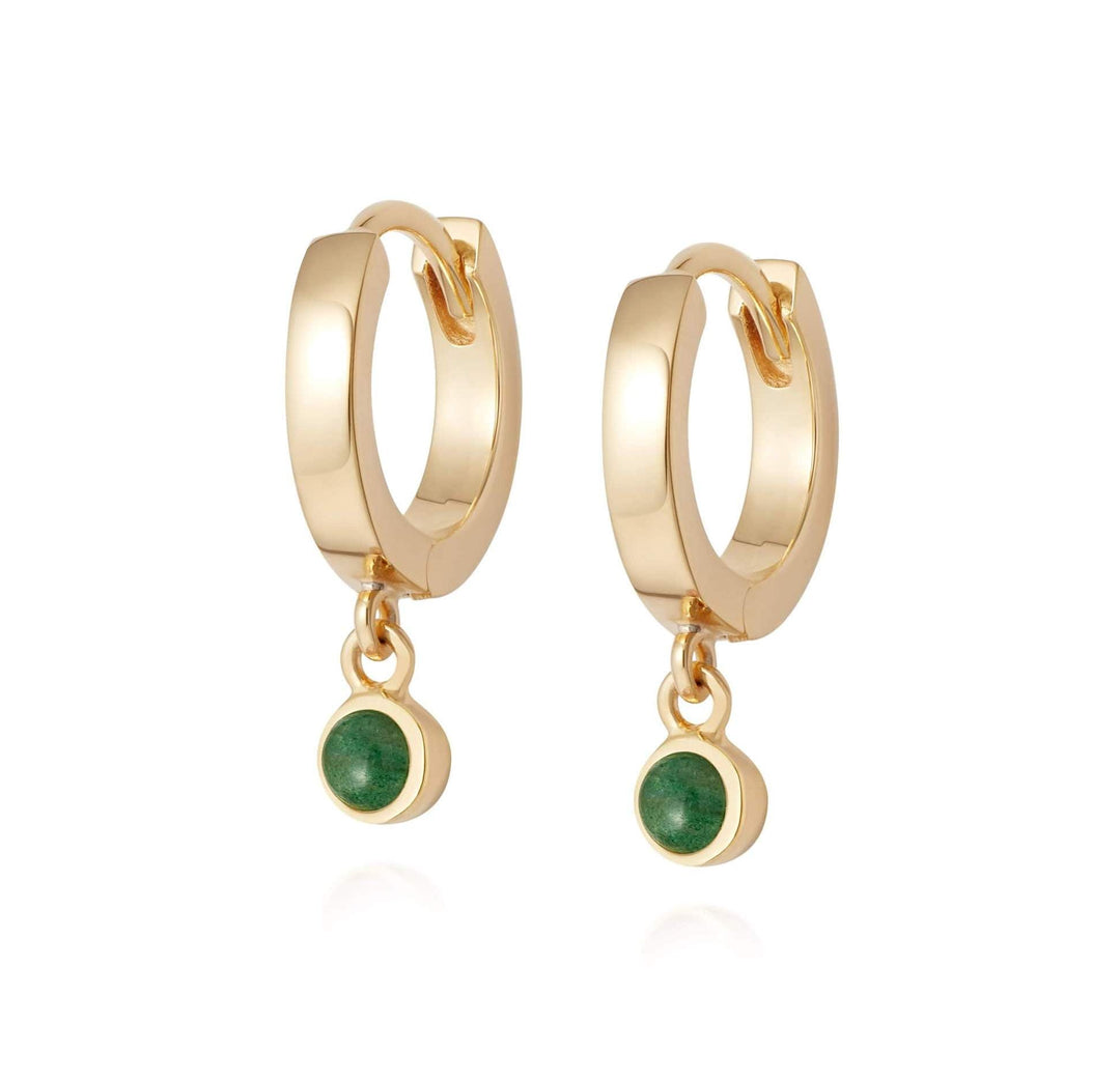 Daisy London 18ct Gold Plate Green Aventurine Healing Huggie Hoops - MococoDaisy LondonHE3001_GP5056104108871Earrings