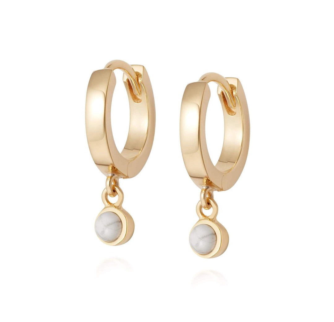 Daisy London 18ct Gold Plate Howlite Healing Huggie Hoops - MococoDaisy LondonHE3006_GP5056104108970Earrings