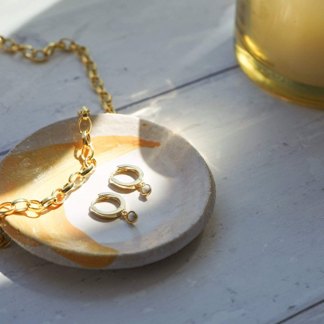 Daisy London 18ct Gold Plate Howlite Healing Huggie Hoops - MococoDaisy LondonHE3006_GP5056104108970Earrings