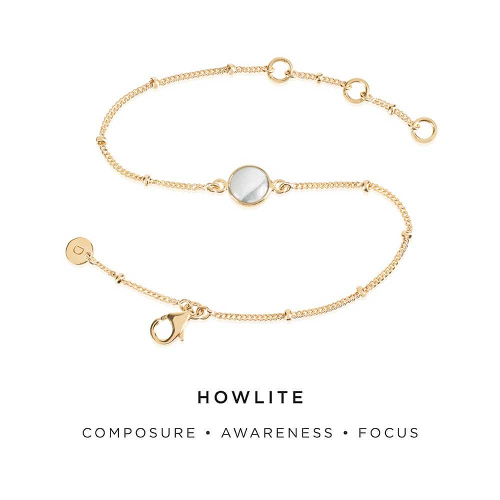 Daisy London 18ct Gold Plate Howlite Healing Stone Bracelet - MococoDaisy LondonHBR1006_GP5056104103289Bracelets