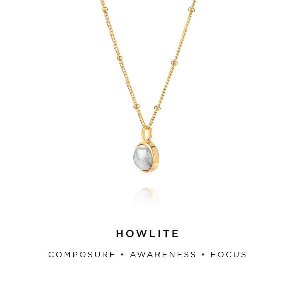 Daisy London 18ct Gold Plate Howlite Healing Stone Necklace - MococoDaisy LondonHN1006_GP5056104103630Necklaces