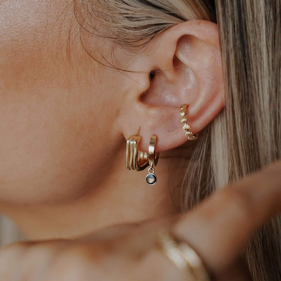 Daisy London 18ct Gold Plate Labradorite Healing Huggie Hoops - MococoDaisy LondonHE3007_GP5056104108994Earrings