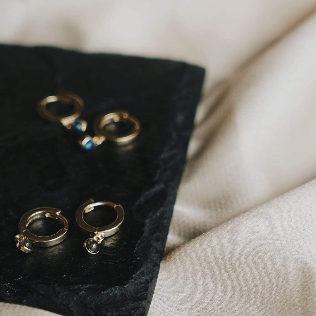 Daisy London 18ct Gold Plate Lapis Healing Huggie Hoops - MococoDaisy LondonHE3004_GP5056104108932Earrings