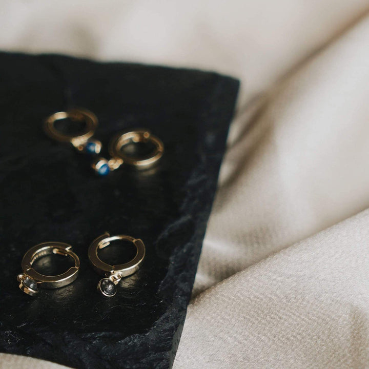 Daisy London 18ct Gold Plate Lapis Healing Huggie Hoops - MococoDaisy LondonHE3004_GP5056104108932Earrings