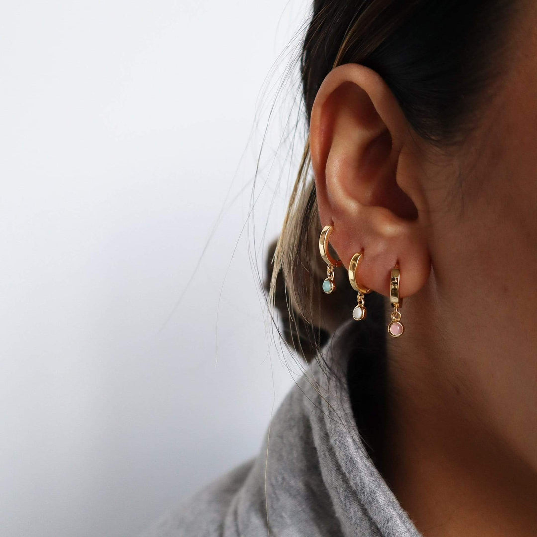 Daisy London 18ct Gold Plate Rose Quartz Healing Huggie Hoops - MococoDaisy LondonHE3005_GP5056104108956Earrings