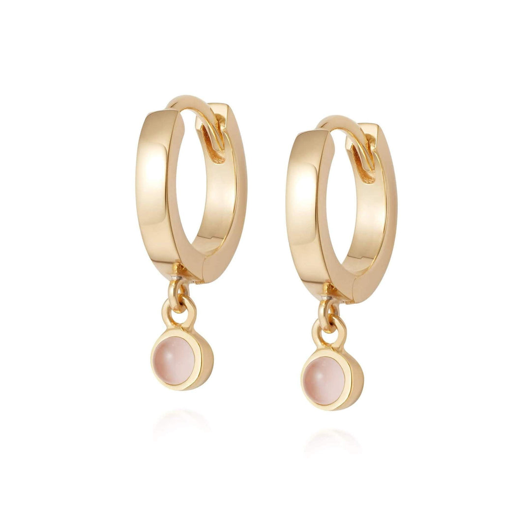 Daisy London 18ct Gold Plate Rose Quartz Healing Huggie Hoops - MococoDaisy LondonHE3005_GP5056104108956Earrings